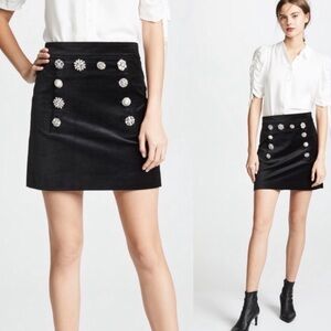 VERONICA BEARD Ording Jeweled Black Velvet Mini Skirt Crystal